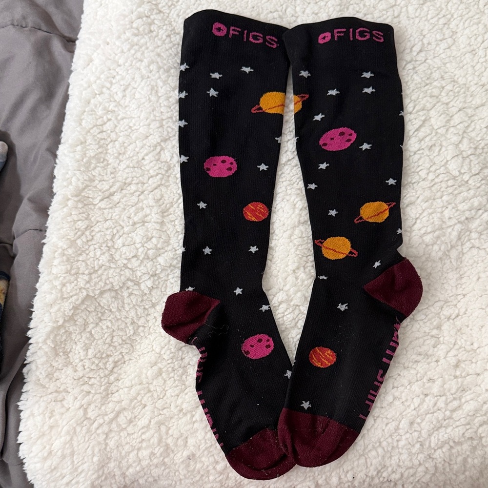 Figs Black Cosmic Patterned Socks
